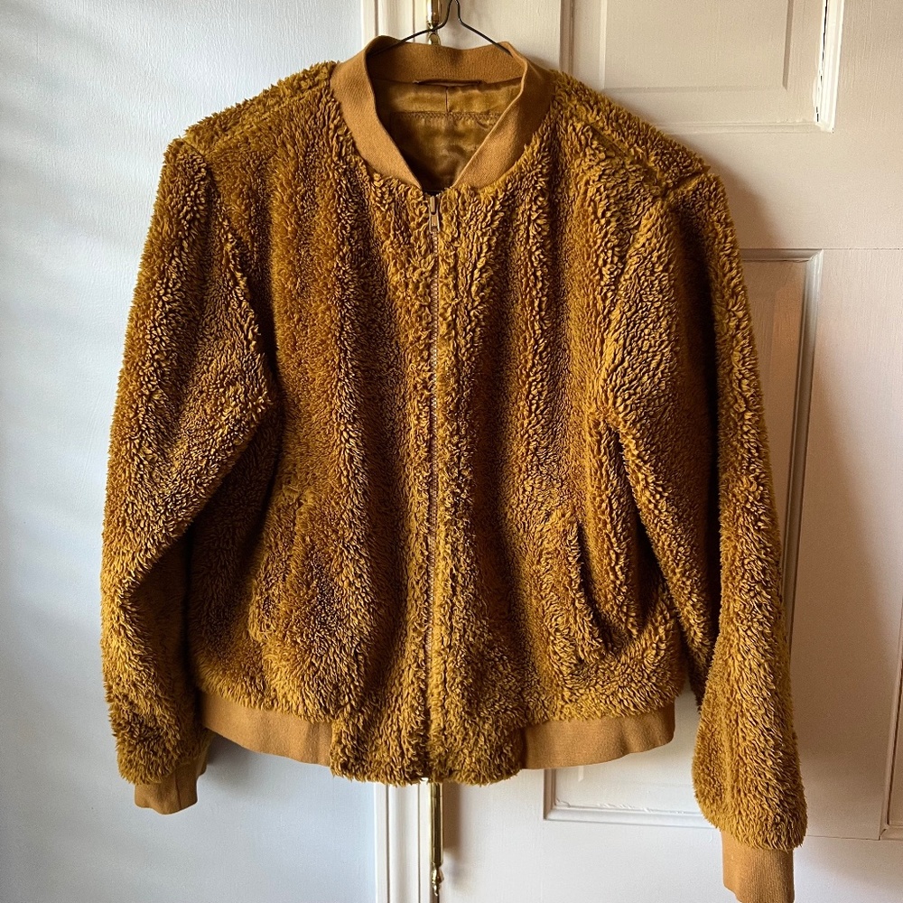J. Crew Mercantile Teddy Bear Gold Plush Jacket